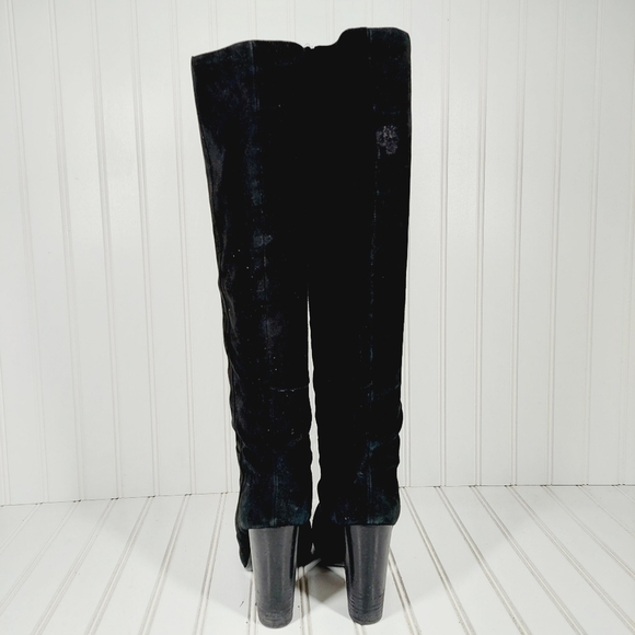 Nine West Camelot Knee High Black Suede Leather High Heeled Boots F760 - Picture 6 of 14